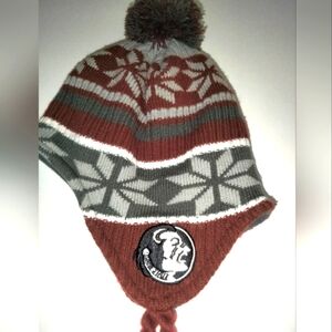 Top of the World (Adult Size) Pom-pom Multicolored FSU Seminole Logo Beanie Hat
